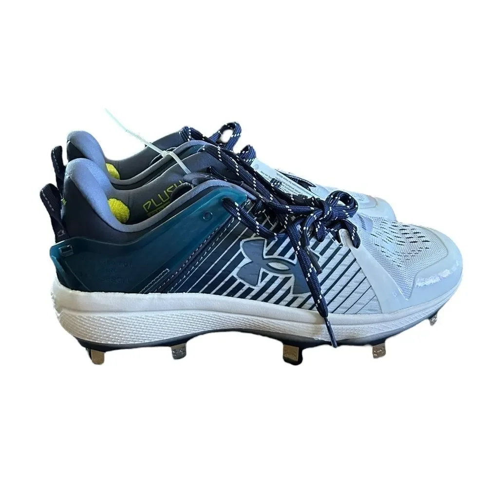 Under Armour Men's Yard Low Turf Baseball Shoe, Royal White‎ & Blue New